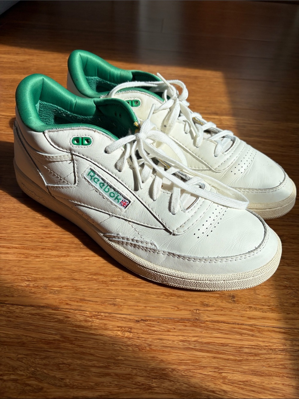 Reebok White Sneakers with Green Accents